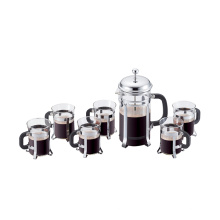 Haonai chrome plated 1L coffee french press 6 cups coffee set french coffee set